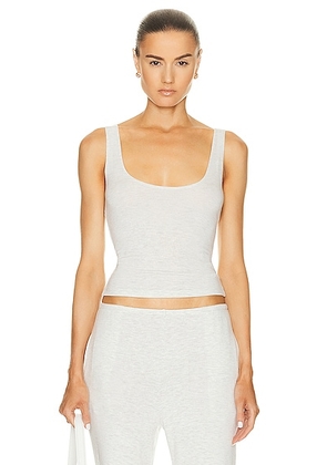 LESET Lauren Scoop Neck Tank Top in Cloud - White. Size XL (also in ).