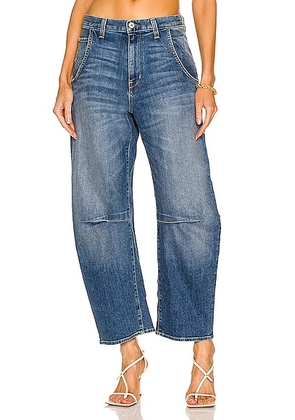 NILI LOTAN Emerson Barrel Leg in Classic Wash - Denim-Medium. Size 27 (also in 28, 29, 30, 31).