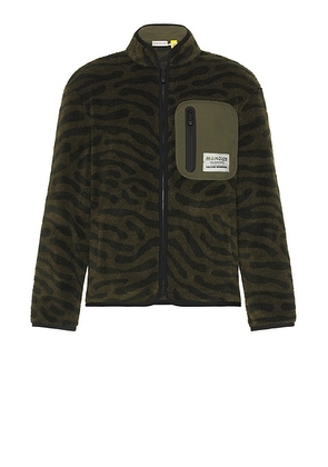 Moncler Genius Moncler x Salehe Bembury Zip Up Fleece Cardigan in Multi - Olive. Size S (also in XL/1X).