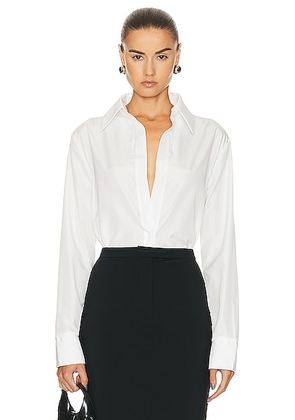 Norma Kamali Nk Shirt W/ Collar Stand in Snow White - White. Size L (also in M, S).