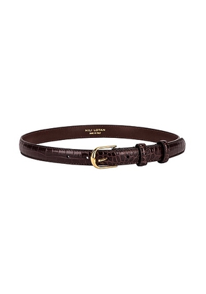 NILI LOTAN Jane Croc Belt in Dark Brown & Shiny Brass - Brown. Size 65 (also in ).