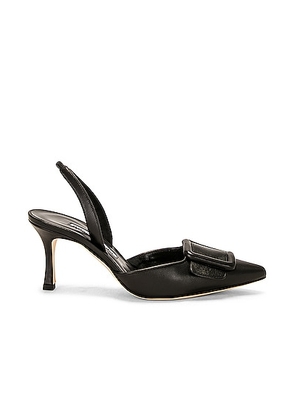 Manolo Blahnik Maysli 70 Nappa Slingback in Black - Black. Size 35.5 (also in 35, 36, 36.5, 37, 37.5, 38, 39, 39.5, 40).