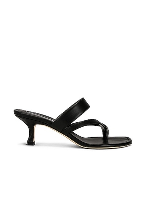 Manolo Blahnik Susa 50 Leather Sandal in Black - Black. Size 36 (also in 37.5, 38).