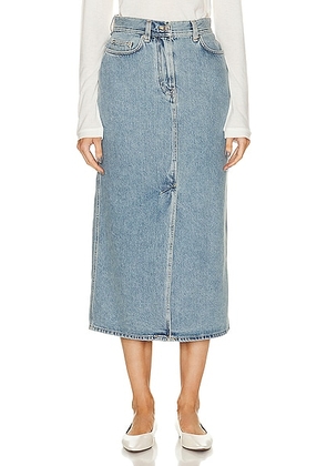 Loulou de Saison Rona Denim Long Skirt in Washed Light Blue - Denim-Light. Size L (also in M, S, XS).
