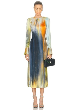 Oscar de la Renta Long Sleeve Marocaine Dress in Calendula Multi - Blue. Size 2 (also in ).