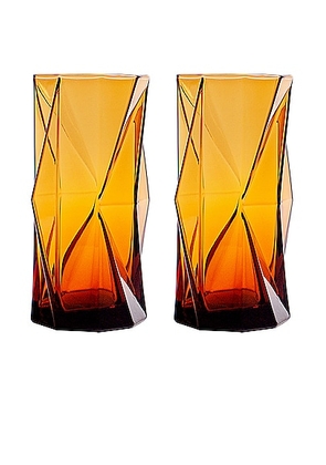 MAX ID NY Ghost Highball Glass Pair in Amber - Orange. Size all.
