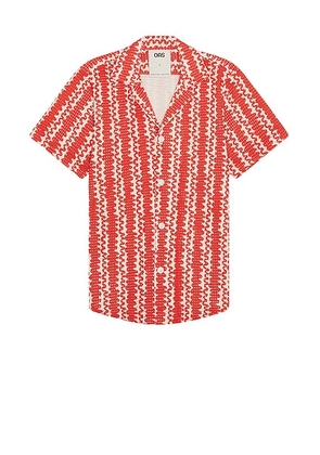 OAS Scribble Cuba Net Shirt in Red - Red. Size L (also in XL/1X).