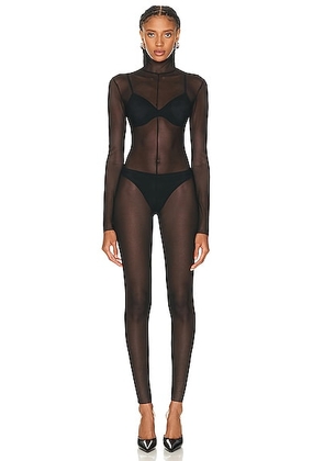 Norma Kamali Long Sleeve Slim Fit Turtleneck Catsuit in Black - Black. Size S (also in XS).