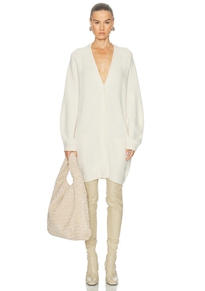 Lapointe Organic Cashmere Oversized Raglan Cardigan in Cream - Cream. Size S (also in ).