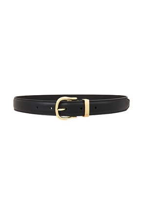 NILI LOTAN Louise Belt in Black & Shiny Brass - Black. Size 65 (also in 70, 75, 80, 85).