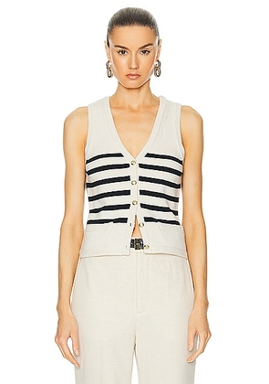 L'Academie by Marianna Calanth Striped Vest in Cream & Black - White. Size L (also in M, XL, XS).