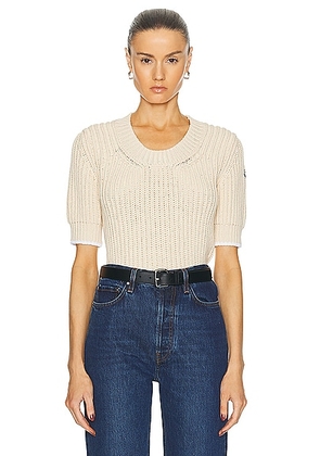 Moncler Crew Neck Sweater in Linen - Cream. Size M (also in ).