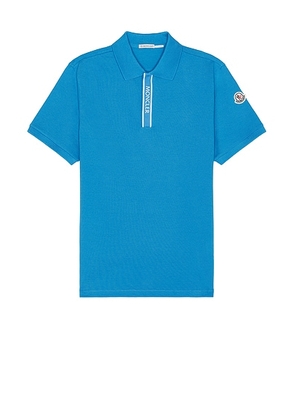 Moncler Short Sleeve Polo in Azure - Blue. Size M (also in ).