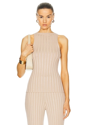 L'Academie by Marianna Sereph Rib Tank in Champagne - Neutral. Size L (also in M, S, XL, XXS).