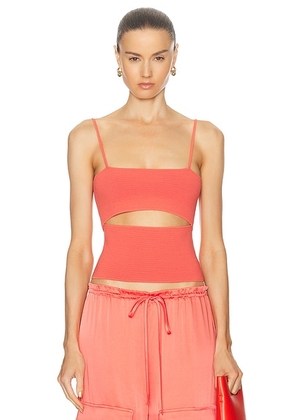 Lapointe Crepe Matte Viscose Front Slit Top in Hot Coral - Coral. Size L (also in ).