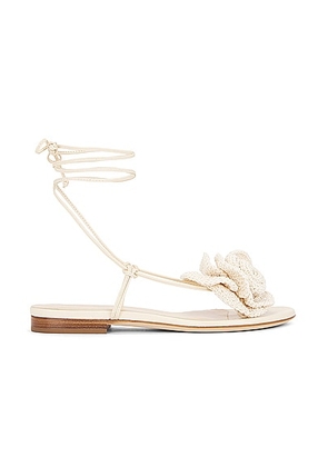Magda Butrym Wrap Around Flat Flower Sandal in Cream - Neutral. Size 36.5 (also in 35.5, 37.5).