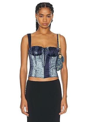 Miaou Agnes Corset in Treading Blue - Blue. Size L (also in ).