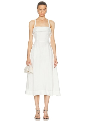 NICHOLAS Carmelia Banded Corset Midi Dress in Milk - Cream. Size 0 (also in 4).