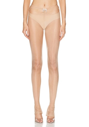 Mugler Cut Out Skinny Leg Pant in Beige - Tan. Size 34 (also in ).