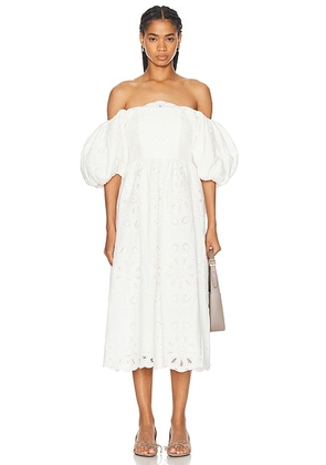 LPA Aria Midi Dress in White - White. Size S (also in XS).