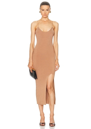 LPA Karter Knit Midi Dress in Camel - Tan. Size L (also in ).