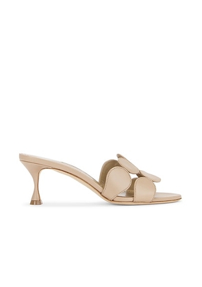 Manolo Blahnik Haribalmu 50 Nappa Mule in Dark Cream - Cream. Size 36 (also in 38, 38.5, 39).