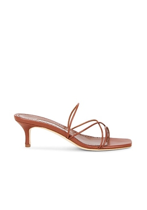 Manolo Blahnik Ninfemu 50 Nappa Sandal in Medium Brown - Brown. Size 35 (also in 35.5, 36, 36.5, 37, 37.5, 38, 38.5, 39, 39.5).