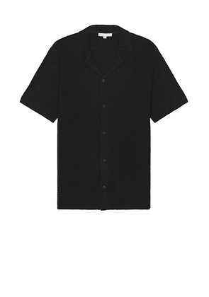 Onia Cotton Textured Camp Shirt in Black - Black. Size M (also in ).
