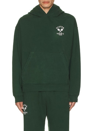 Oyster Tennis Club Pullover Hoodie in Green - Green. Size L (also in M, XL/1X).