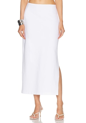Norma Kamali Side Slit Midcalf Skirt in Snow White - White. Size L (also in M, S, XL, XS).