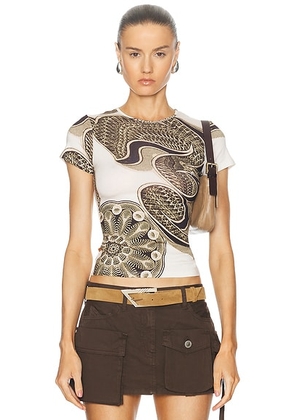 Miaou Mini Tee in Fortune Print - Brown. Size XXS (also in ).