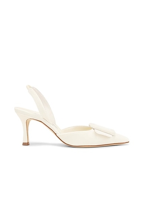 Manolo Blahnik Maysli 70 Velvet Pump in Dark Cream - Cream. Size 37.5 (also in ).