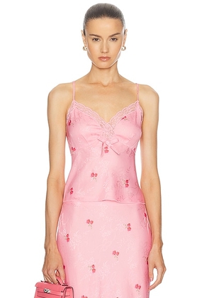 LoveShackFancy Fox Top in Cherry Pink - Pink. Size S (also in ).