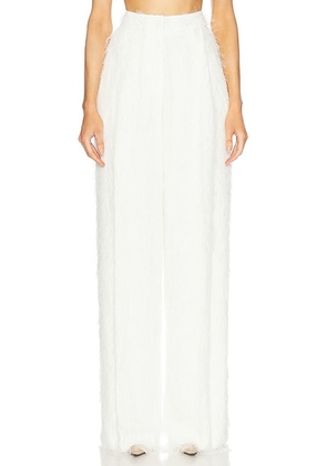 Oscar de la Renta Wide Leg Fringe Pant in Ivory - Ivory. Size 0 (also in ).
