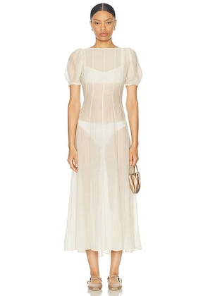 LPA Emory Midi Dress in Ivory - Ivory. Size L (also in M, S, XS, XXS).