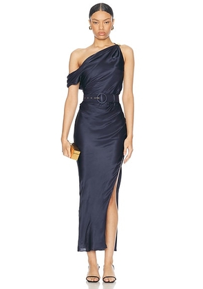 NICHOLAS Halle Off Shoulder Dress in Ink - Navy. Size 6 (also in ).