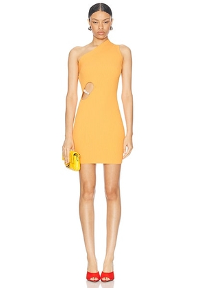 Moschino Jeans One Shoulder Mini Dress in Yellow - Orange. Size L (also in M).