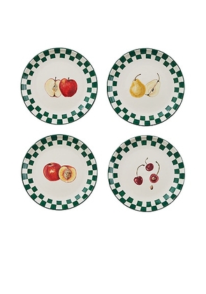 Misette Hand-painted Dinner Plates in Green - Green. Size all.