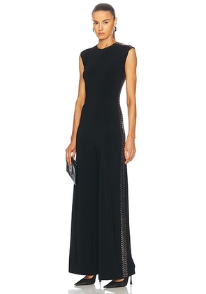 Norma Kamali Gunmetal Stud Sleeveless Jumpsuit in Black - Black. Size L (also in M, S).