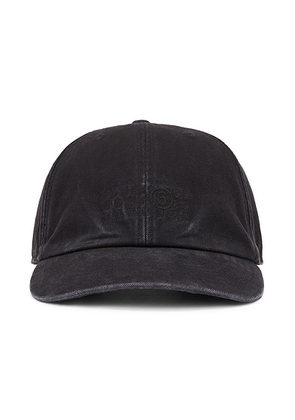 MM6 Maison Margiela Dad Hat in Washed Black - Black. Size L (also in M, S).