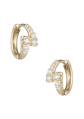 Melissa Kaye Lola Huggie Hoop Earrings in 18k Yellow Gold & Diamonds - Metallic Gold. Size all.