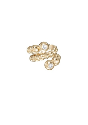Melissa Kaye Audrey Coil Ring in 18k Yellow Gold & Diamonds - Metallic Gold. Size 7 (also in ).