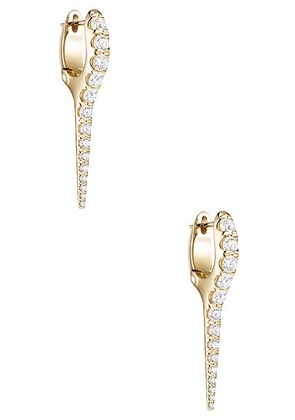 Melissa Kaye Lola Small Needle Earrings in 18k Yellow Gold & Diamonds - Metallic Gold. Size all.