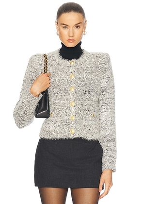 L'AGENCE Una Knit Cardigan in Black  Ivory & Gold Multi - Grey. Size L (also in ).