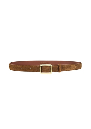 Lie Studio Georgia Wide Belt in Maple Brown Suede - Brown. Size 85 (also in 95).