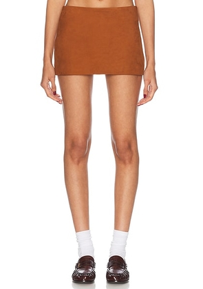 Mimchik Curved Mini Skirt in Cognac - Brown. Size 4 (also in 6).
