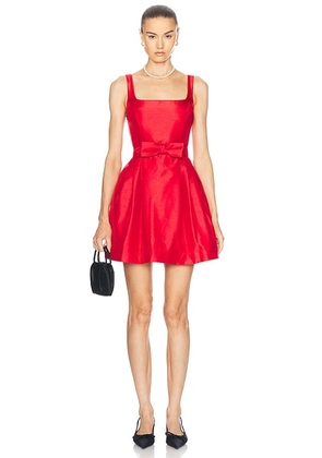 NICHOLAS Winx Mini Dress With Detachable Bow Belt in Crimson - Red. Size 4 (also in 6).