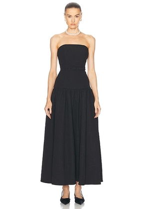 NICHOLAS Arete Strapless Drop Waist Midi Dress With Self Belt in Black - Black. Size 0 (also in ).
