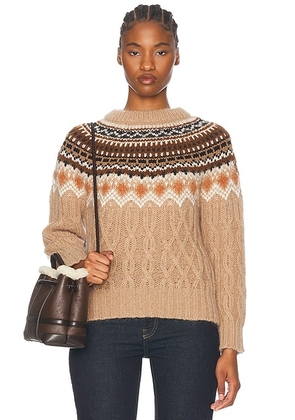 Moncler Grenoble Crewneck Sweater in Camel - Tan. Size L (also in M).