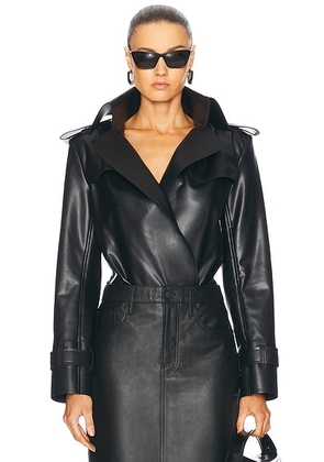 Norma Kamali Double Breasted Trench Bodysuit in Black - Black. Size XS (also in S).